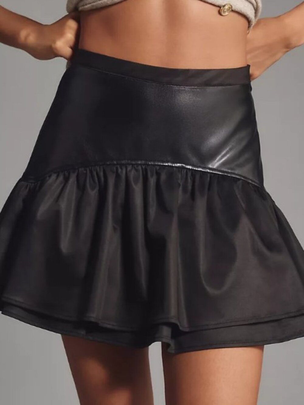 Avec Les Filles Faux-Leather Mini Skirt